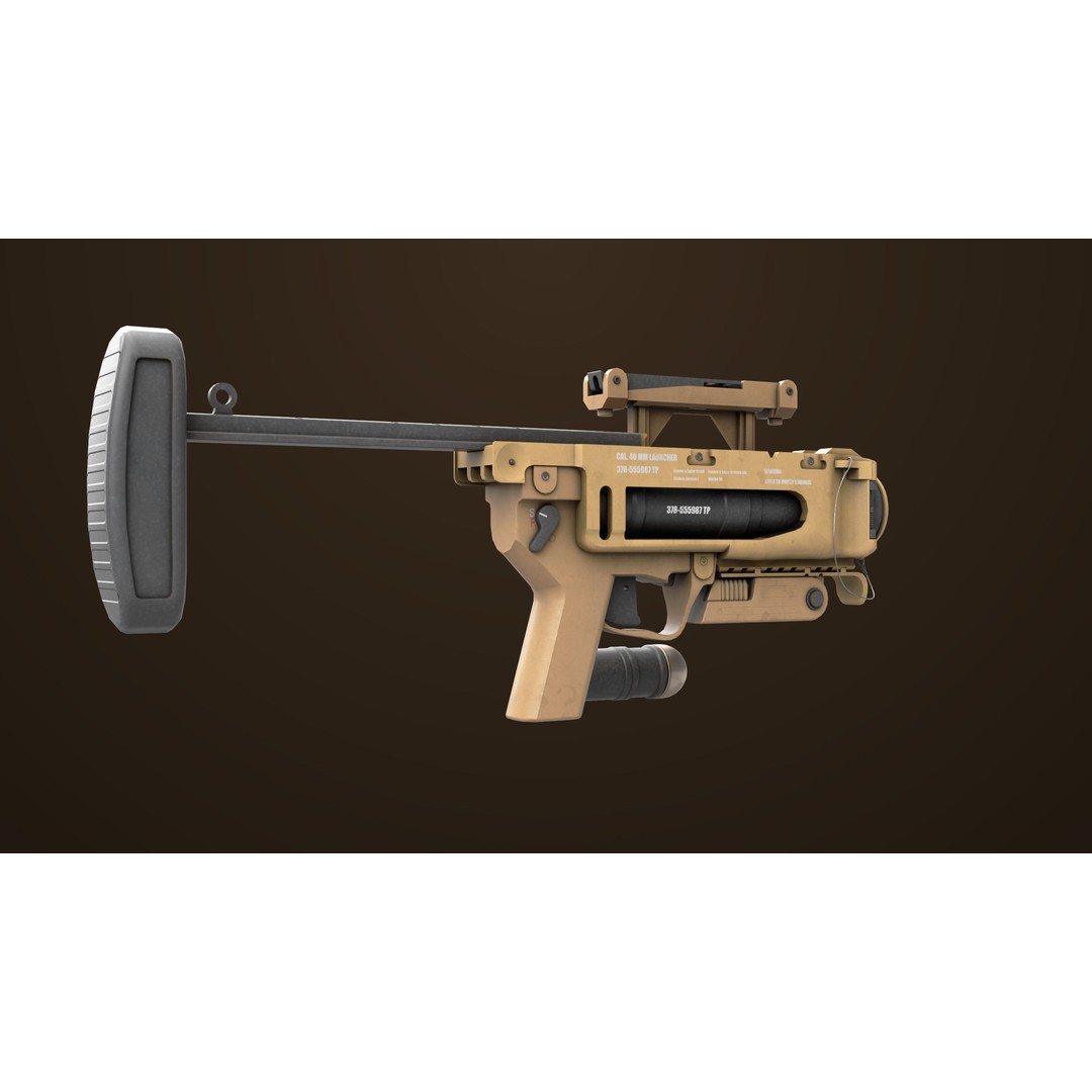 Grenade Launcher 3D Model – Low Poly PBR Asset for Games, FBX - View 11