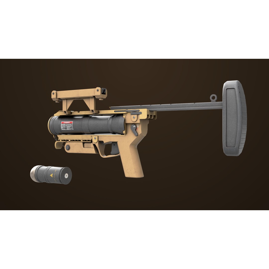 Grenade Launcher 3D Model – Low Poly PBR Asset for Games, FBX - View 12
