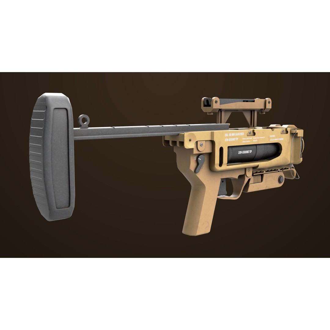 Grenade Launcher 3D Model – Low Poly PBR Asset for Games, FBX - View 15
