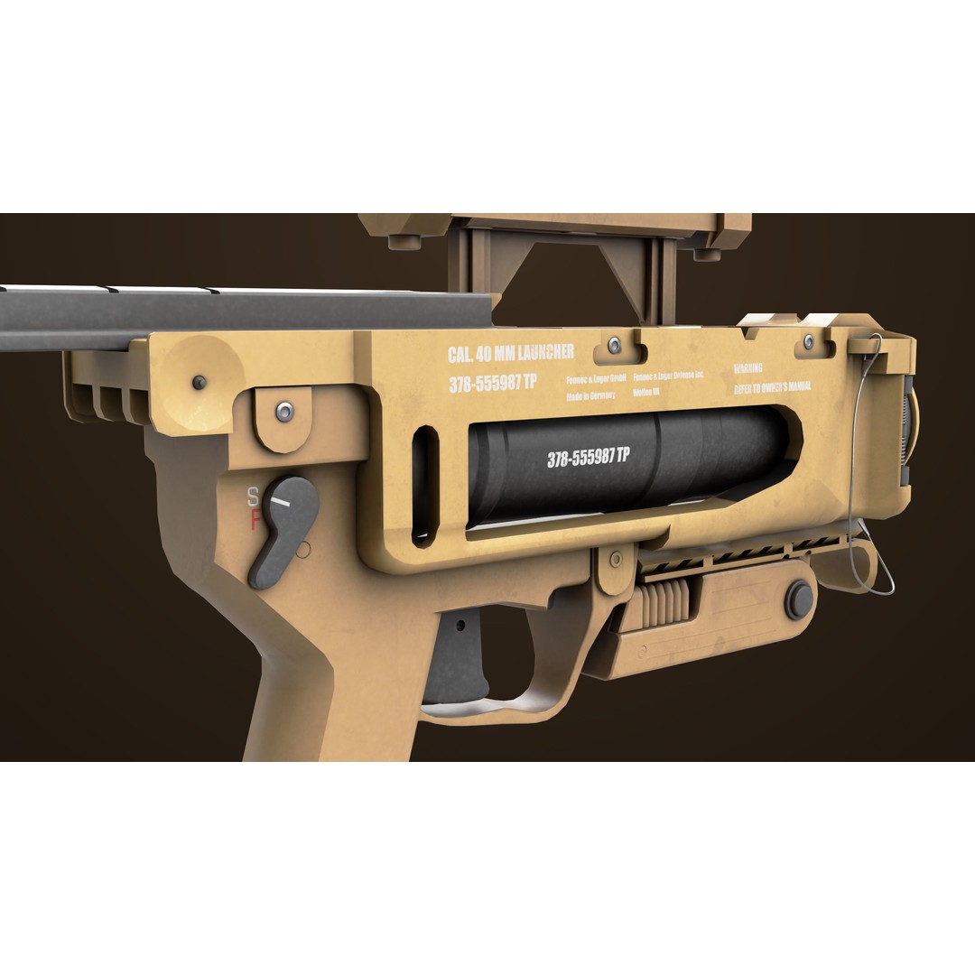 Grenade Launcher 3D Model – Low Poly PBR Asset for Games, FBX - View 16