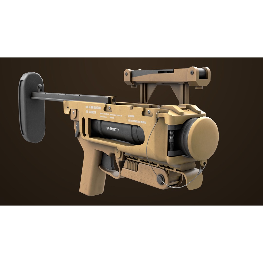 Grenade Launcher 3D Model – Low Poly PBR Asset for Games, FBX - View 18