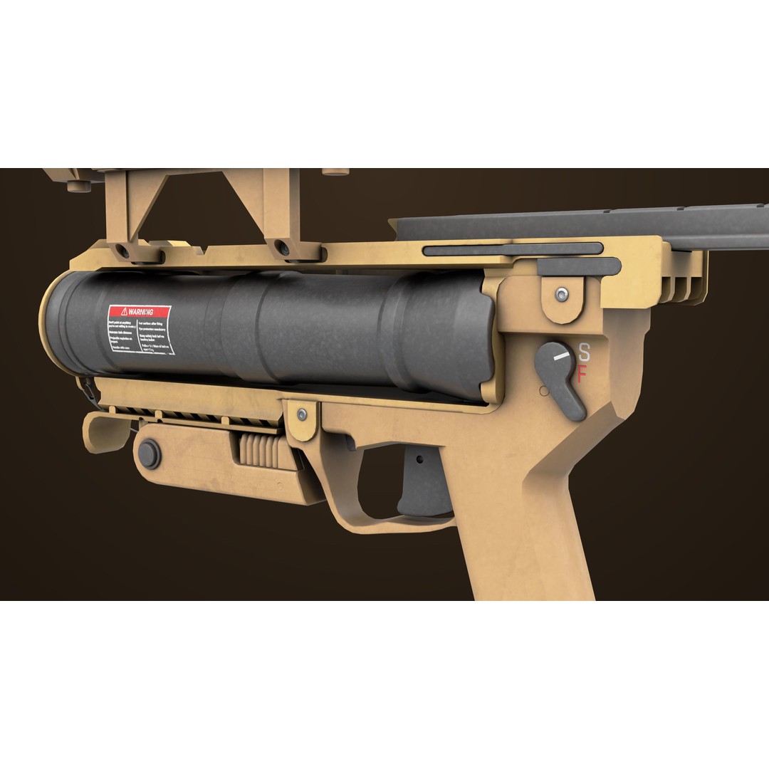 Grenade Launcher 3D Model – Low Poly PBR Asset for Games, FBX - View 20