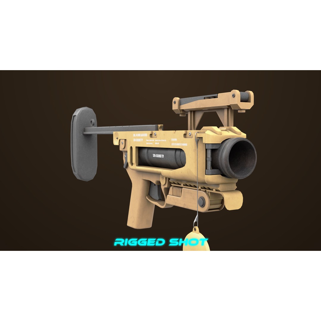 Grenade Launcher 3D Model – Low Poly PBR Asset for Games, FBX - View 22