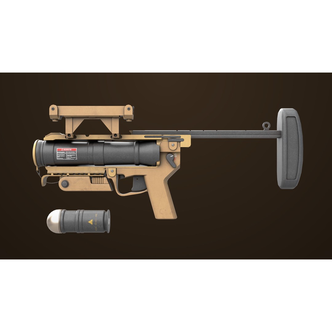 Grenade Launcher 3D Model – Low Poly PBR Asset for Games, FBX - View 3