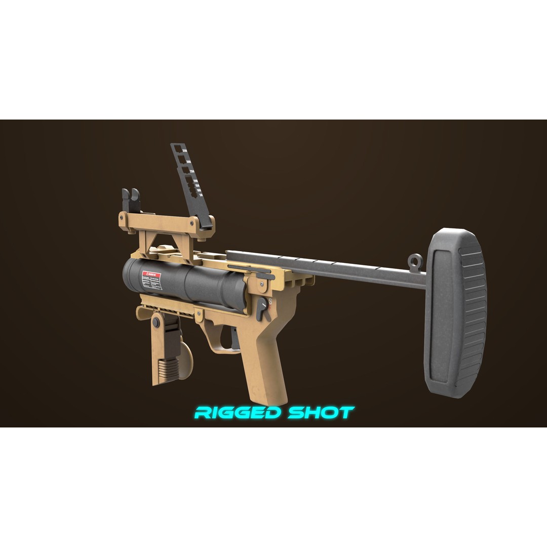 Grenade Launcher 3D Model – Low Poly PBR Asset for Games, FBX - View 30