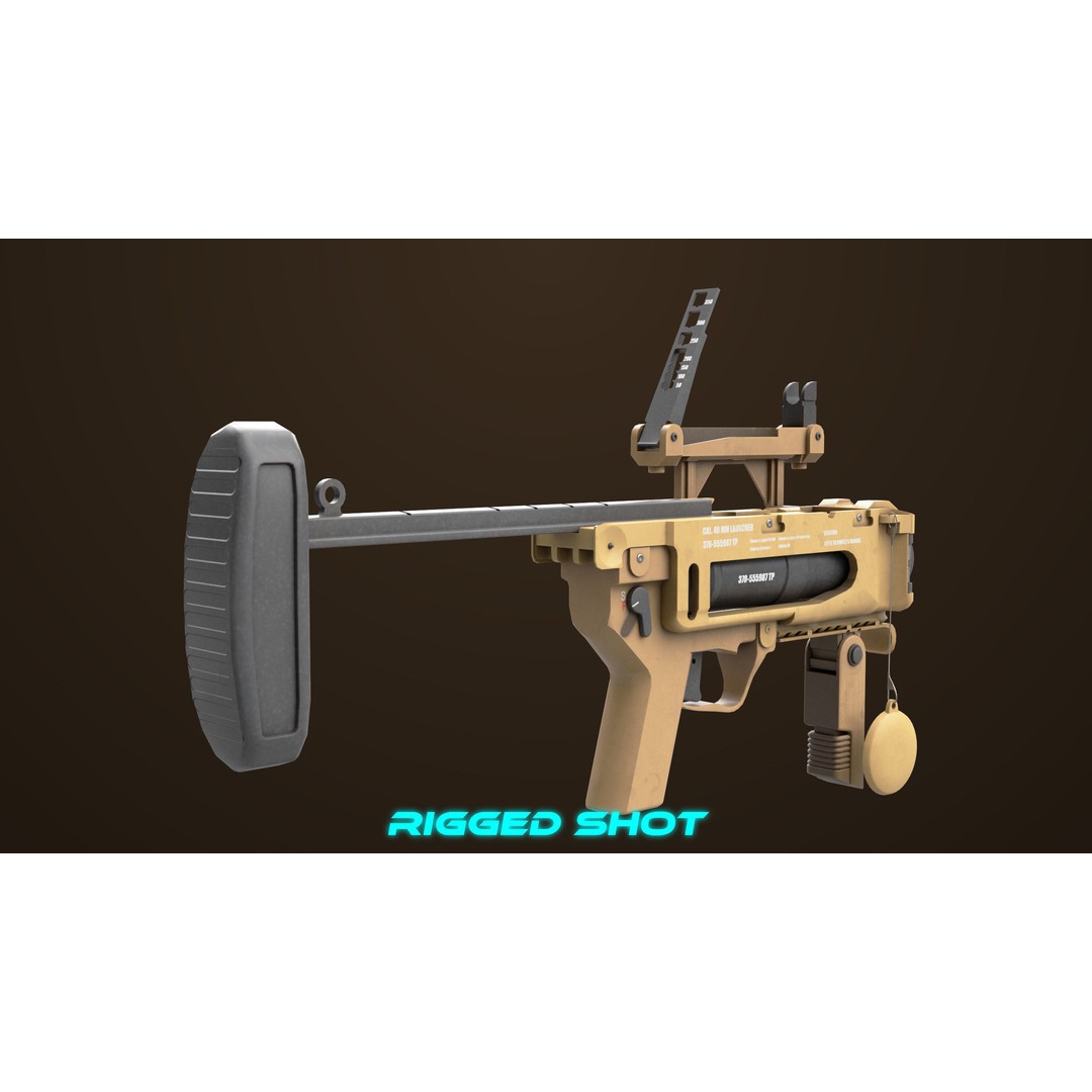 Grenade Launcher 3D Model – Low Poly PBR Asset for Games, FBX - View 31
