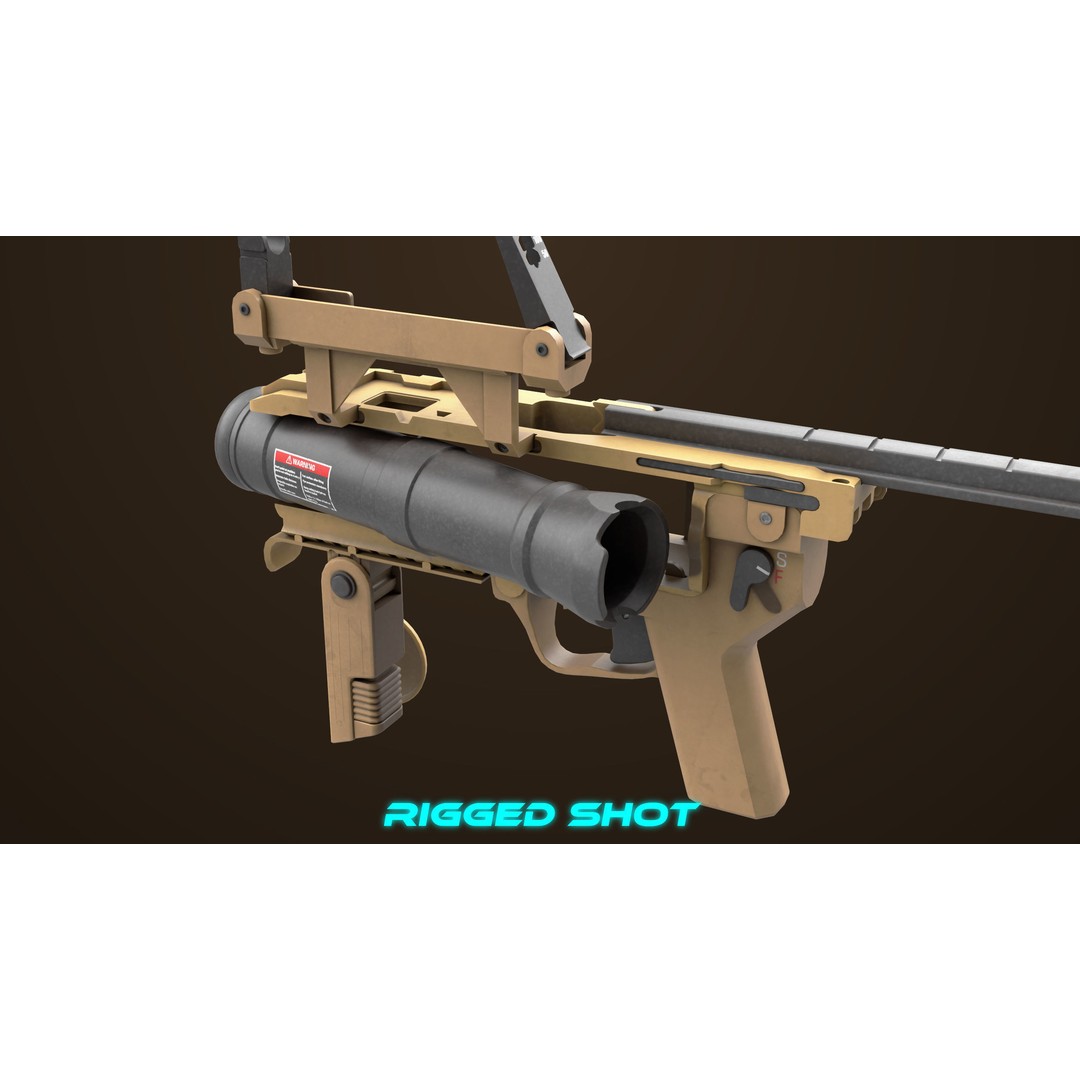 Grenade Launcher 3D Model – Low Poly PBR Asset for Games, FBX - View 32