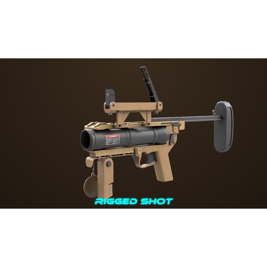 Grenade Launcher 3D Model – Low Poly PBR Asset for Games, FBX - View 4