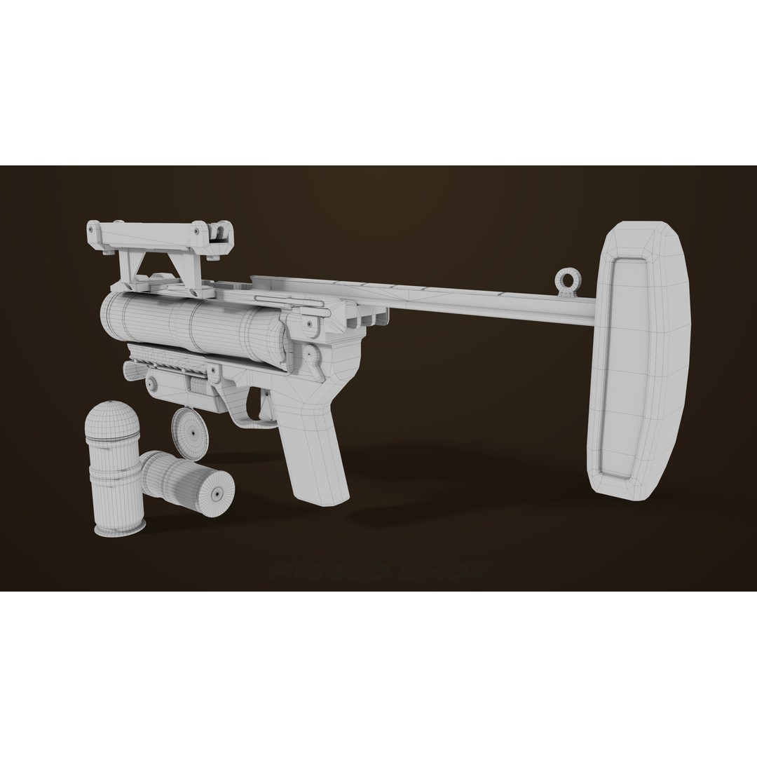Grenade Launcher 3D Model – Low Poly PBR Asset for Games, FBX - View 41