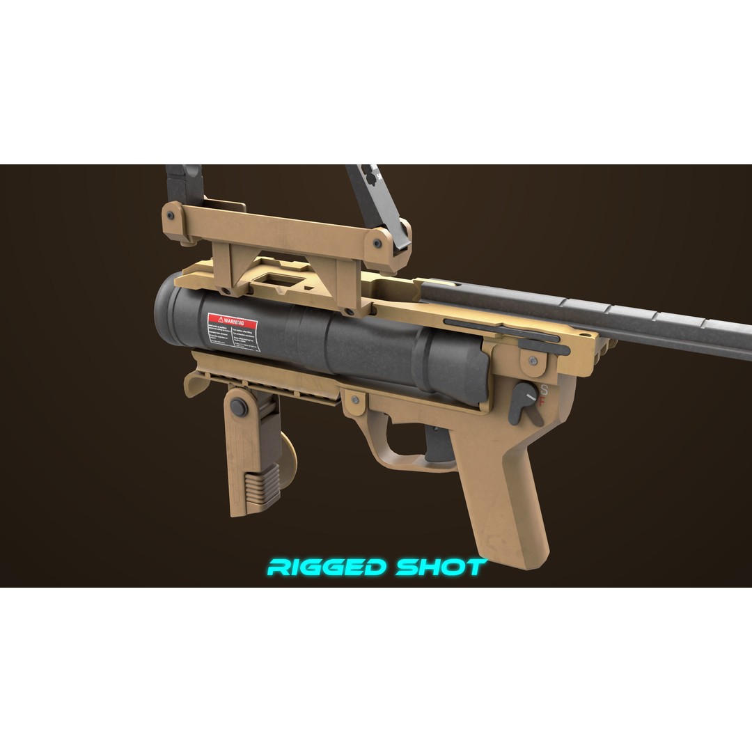 Grenade Launcher 3D Model – Low Poly PBR Asset for Games, FBX - View 6