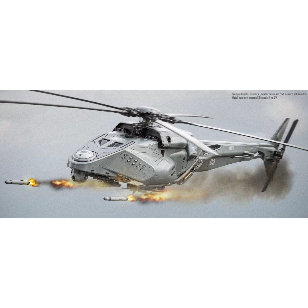 Drone Helicopter 3D Model – Midpoly Concept with CAD Mesh - View 10