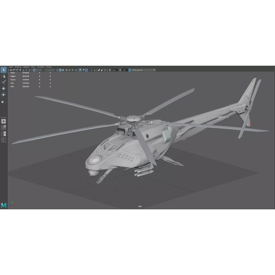 Drone Helicopter 3D Model – Midpoly Concept with CAD Mesh - View 12