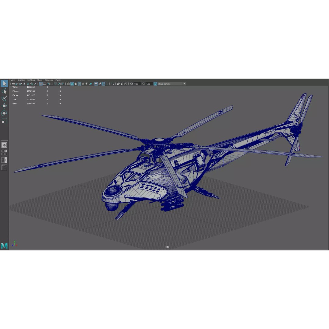 Drone Helicopter 3D Model – Midpoly Concept with CAD Mesh - View 13