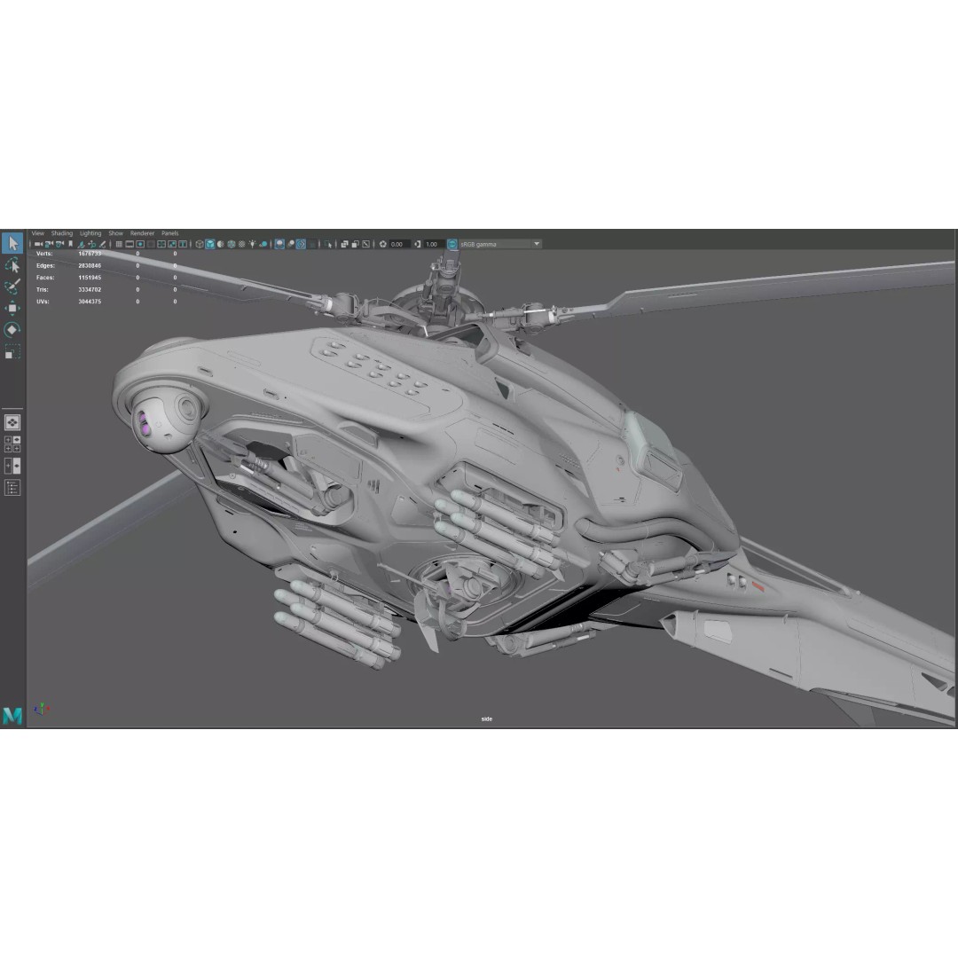 Drone Helicopter 3D Model – Midpoly Concept with CAD Mesh - View 14