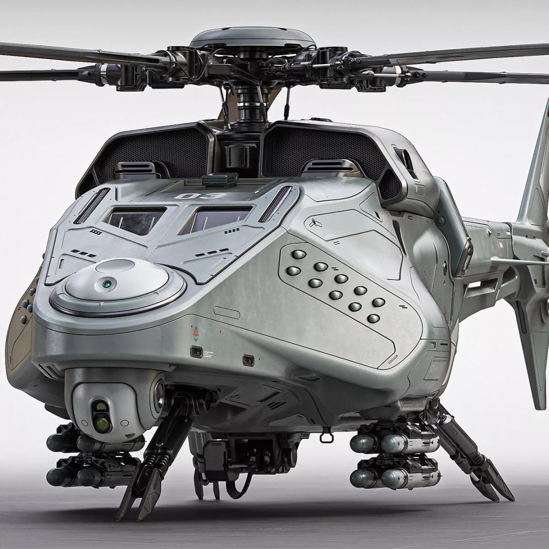 Drone Helicopter 3D Model – Midpoly Concept with CAD Mesh - View 2