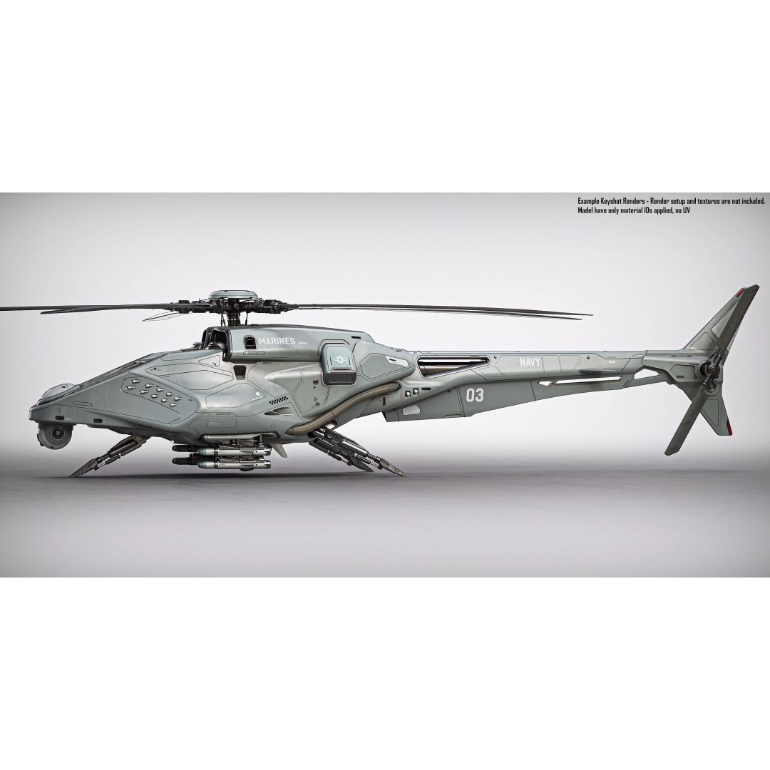 Drone Helicopter 3D Model – Midpoly Concept with CAD Mesh - View 5