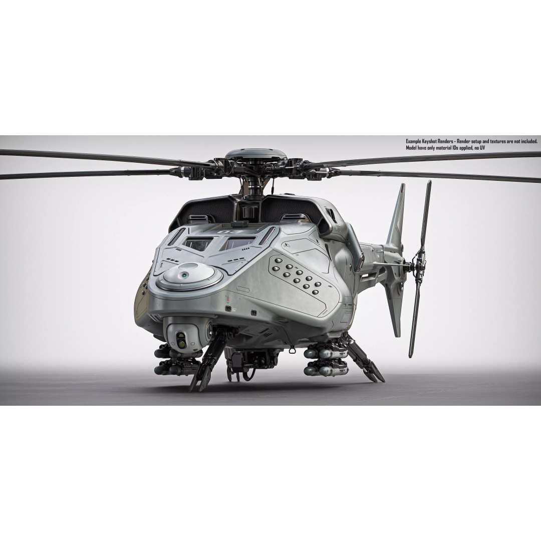 Drone Helicopter 3D Model – Midpoly Concept with CAD Mesh - View 6