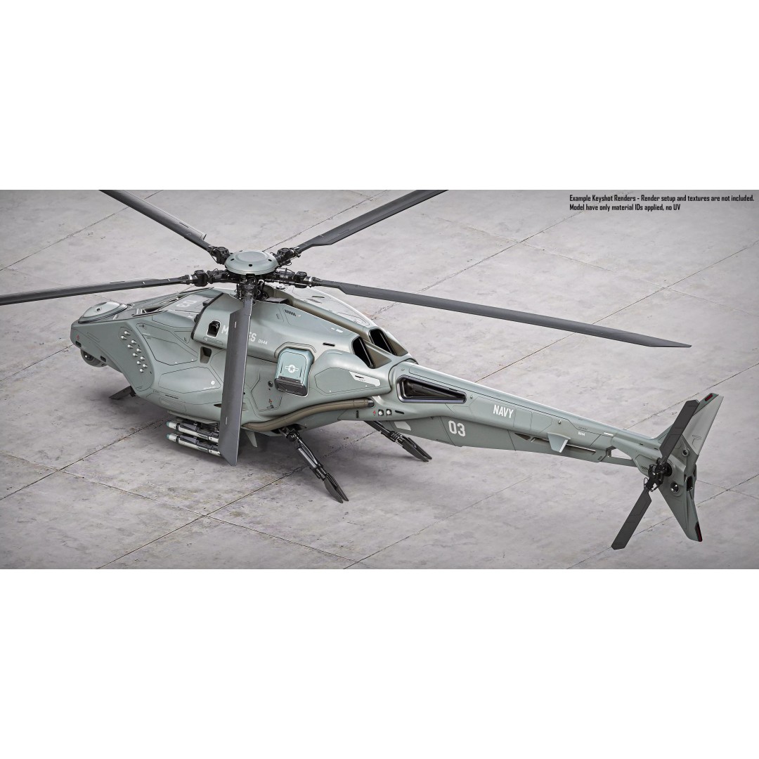 Drone Helicopter 3D Model – Midpoly Concept with CAD Mesh - View 7