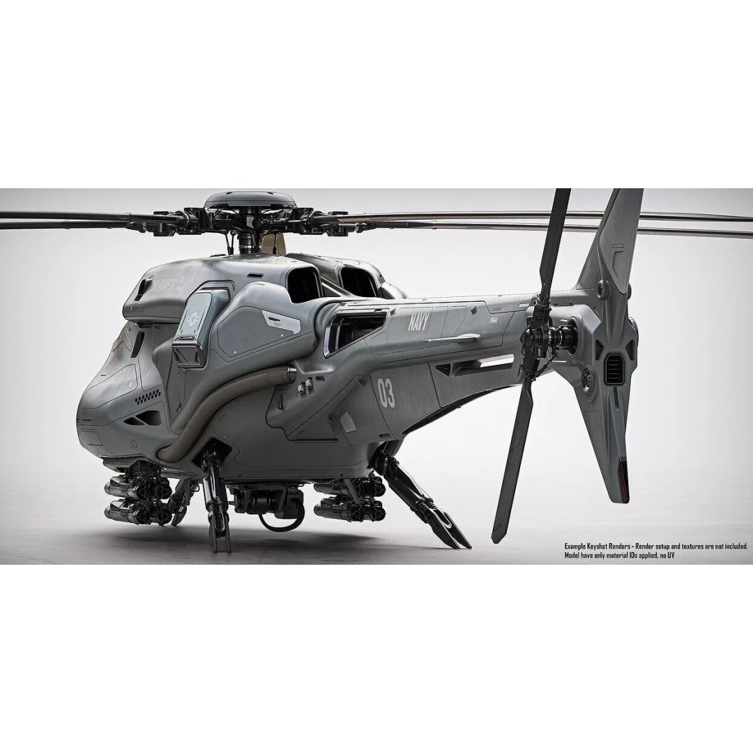 Drone Helicopter 3D Model – Midpoly Concept with CAD Mesh - View 8