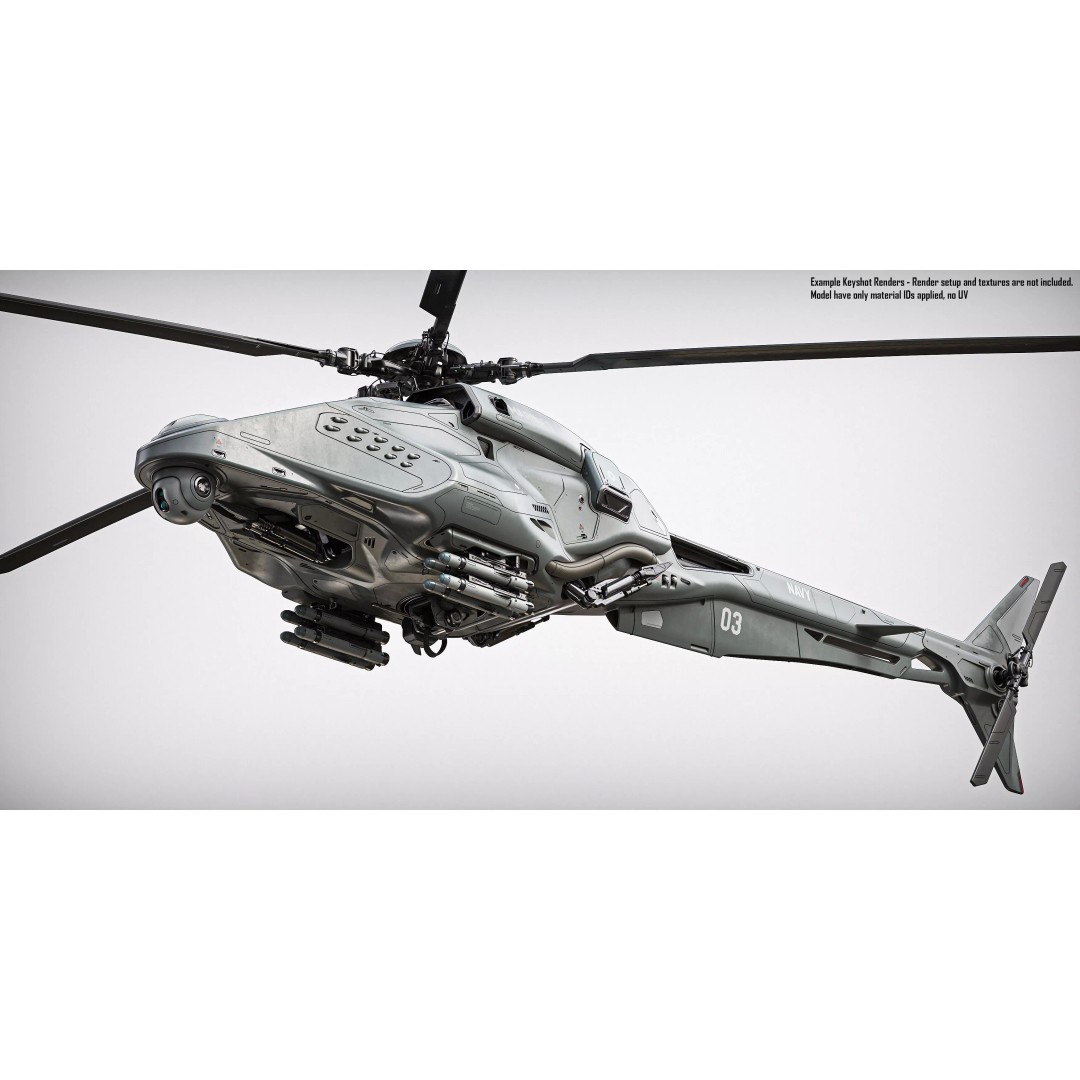 Drone Helicopter 3D Model – Midpoly Concept with CAD Mesh - View 9