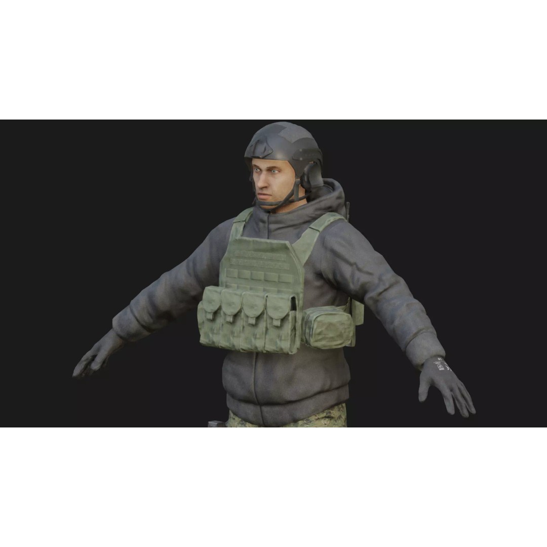 Special Forces Soldier 3D Model – Low Poly Rigged Character, FBX - View 5