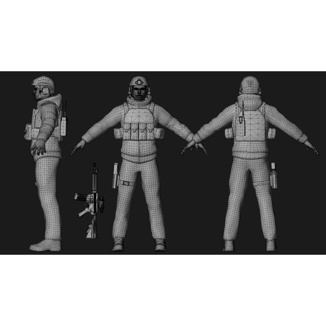 Special Forces Soldier 3D Model – Low Poly Rigged Character, FBX - View 8
