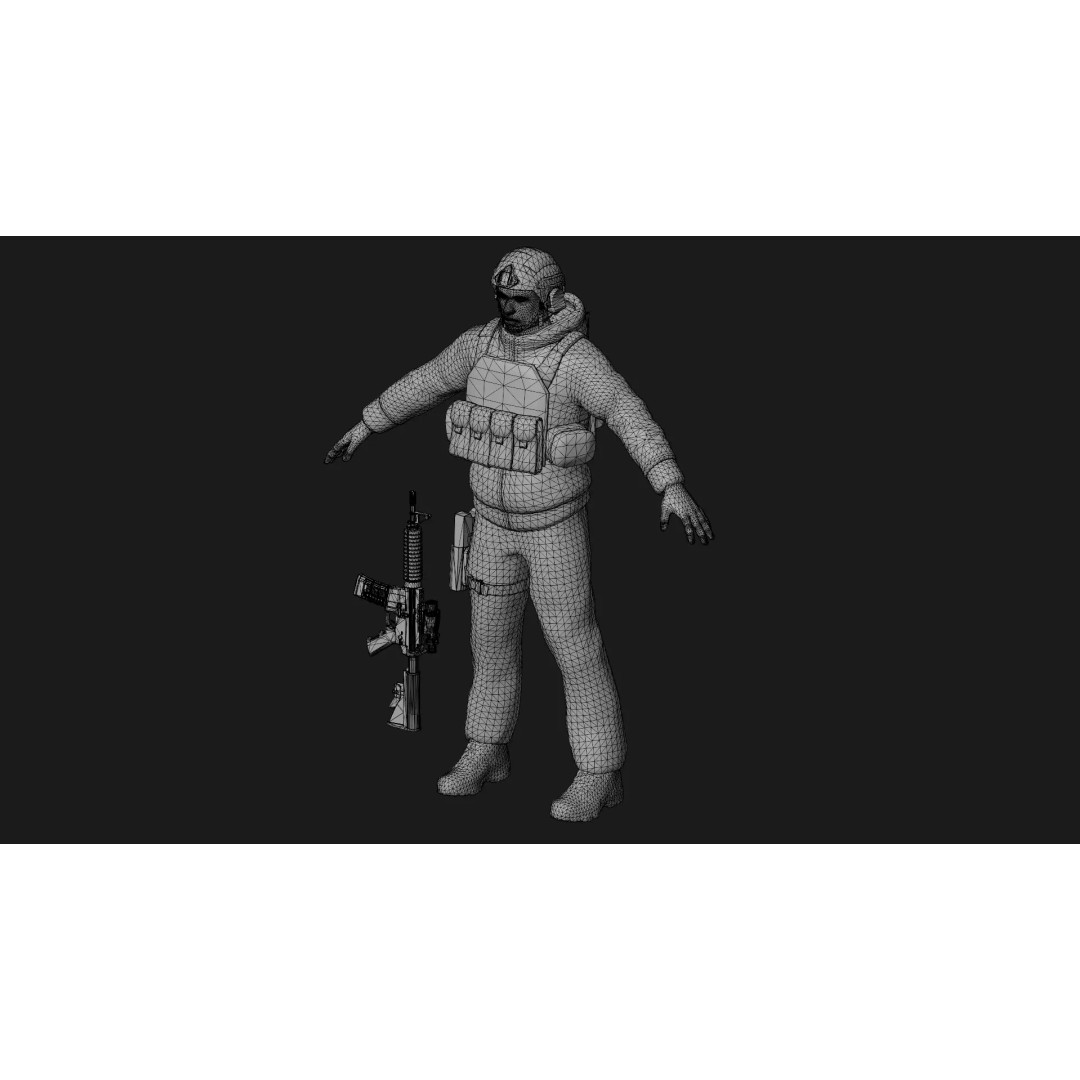 Special Forces Soldier 3D Model – Low Poly Rigged Character, FBX - View 9
