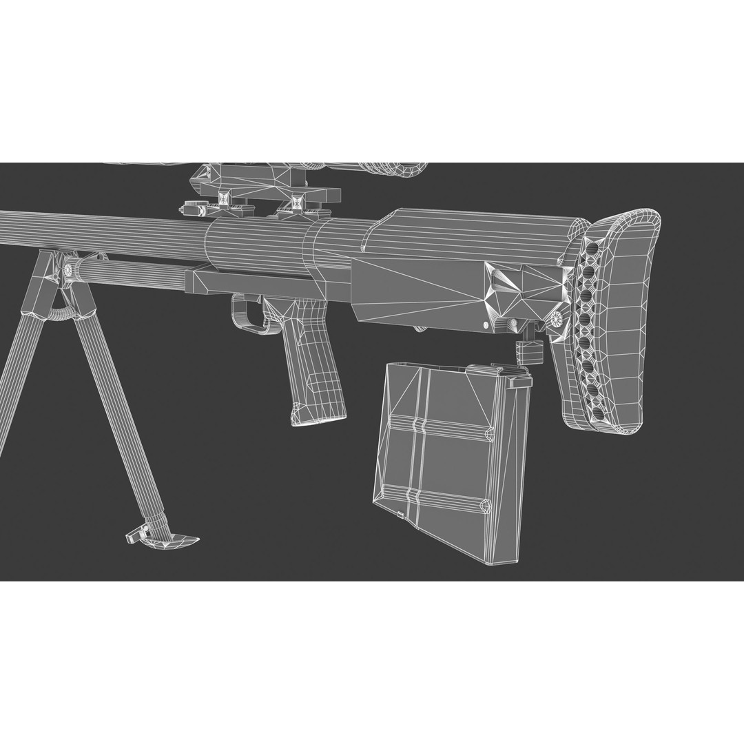 KSVK Sniper 3D Model – Low Poly Realistic Game Asset, FBX, OBJ