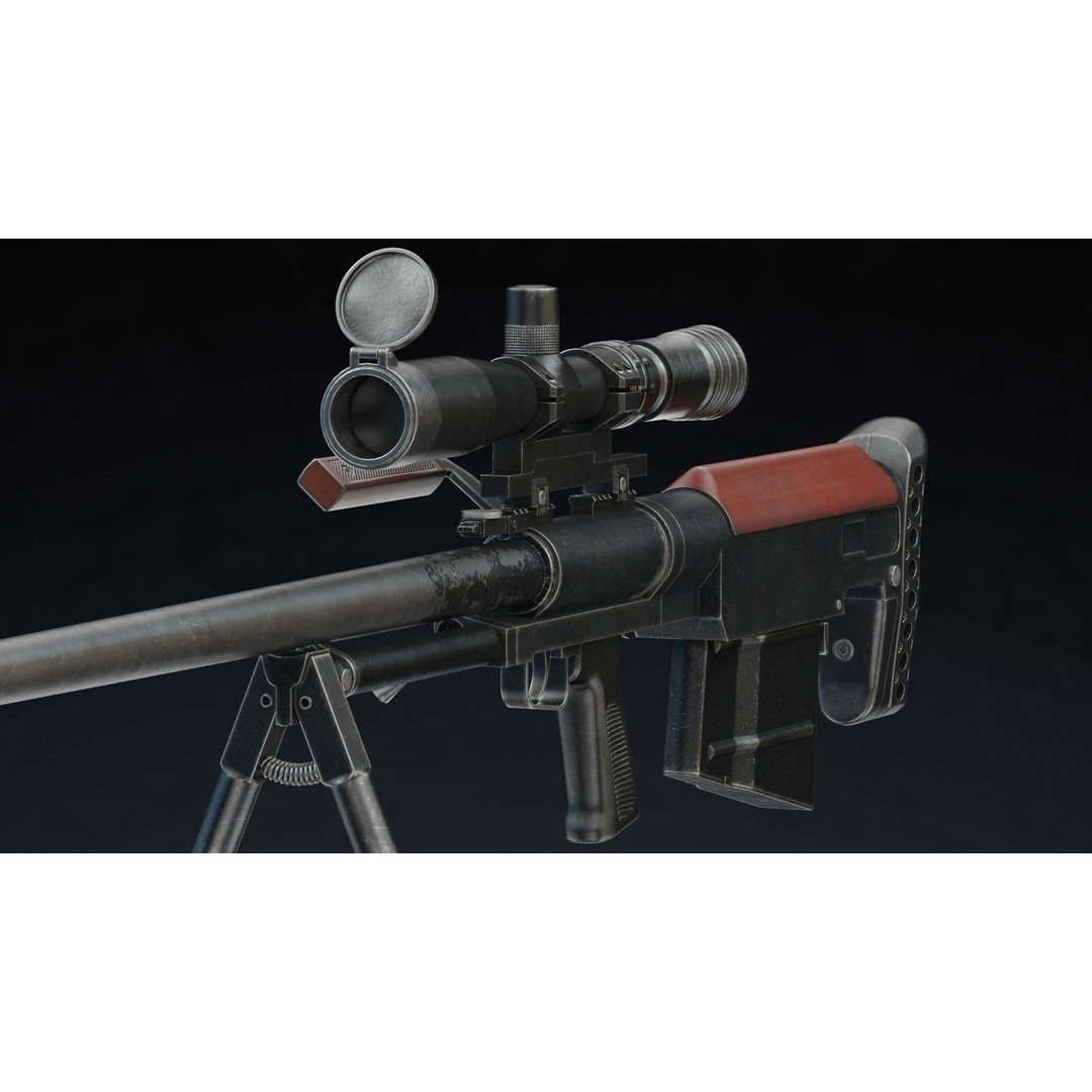 KSVK Sniper 3D Model – Low Poly Realistic Game Asset, FBX, OBJ - View 10