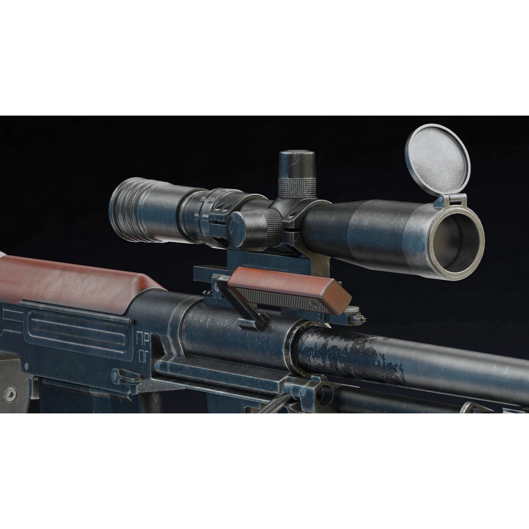 KSVK Sniper 3D Model – Low Poly Realistic Game Asset, FBX, OBJ - View 11