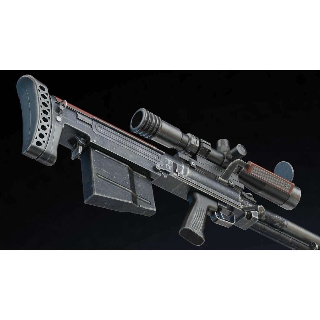 KSVK Sniper 3D Model – Low Poly Realistic Game Asset, FBX, OBJ - View 13