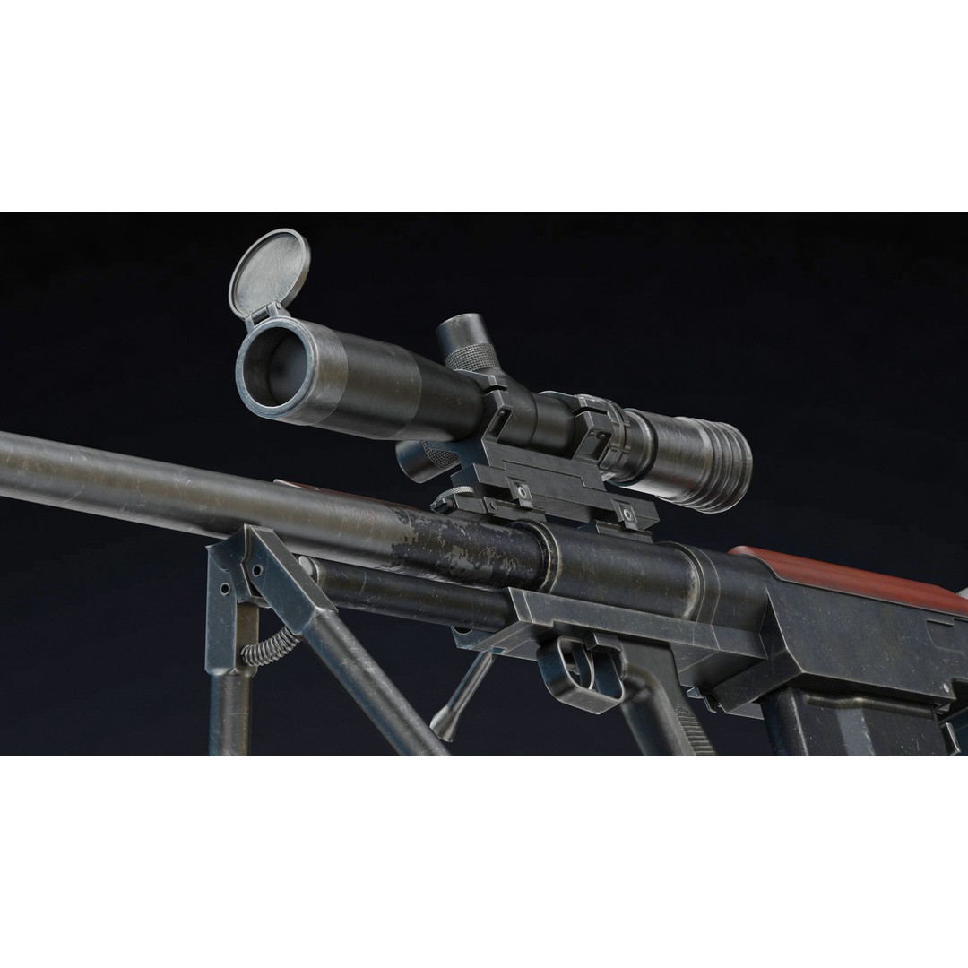 KSVK Sniper 3D Model – Low Poly Realistic Game Asset, FBX, OBJ - View 15