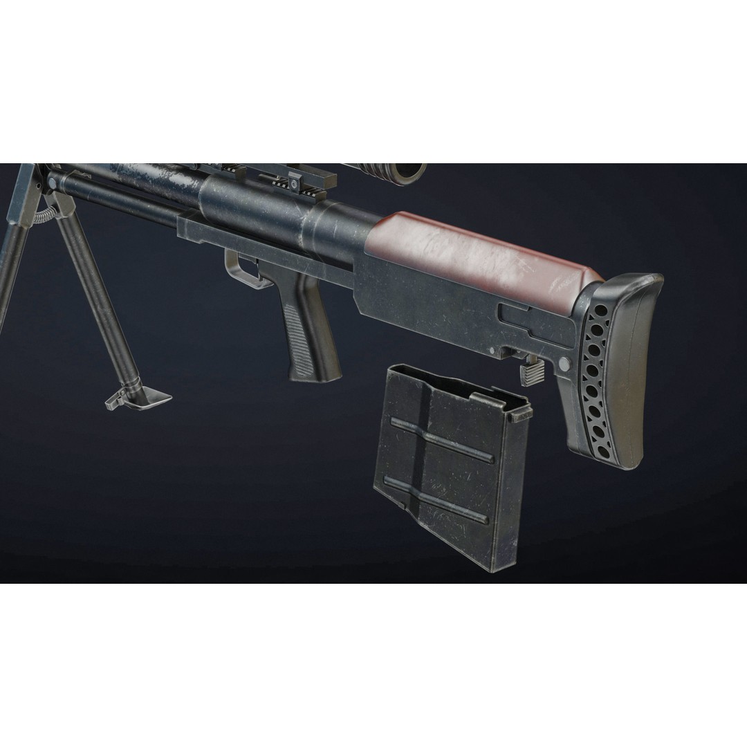 KSVK Sniper 3D Model – Low Poly Realistic Game Asset, FBX, OBJ - View 16