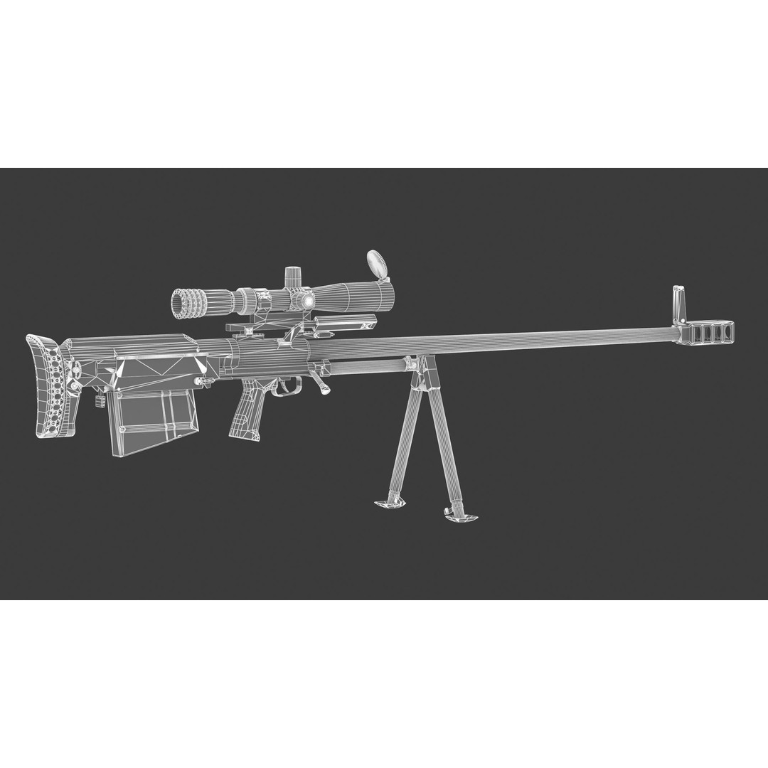 KSVK Sniper 3D Model – Low Poly Realistic Game Asset, FBX, OBJ - View 17