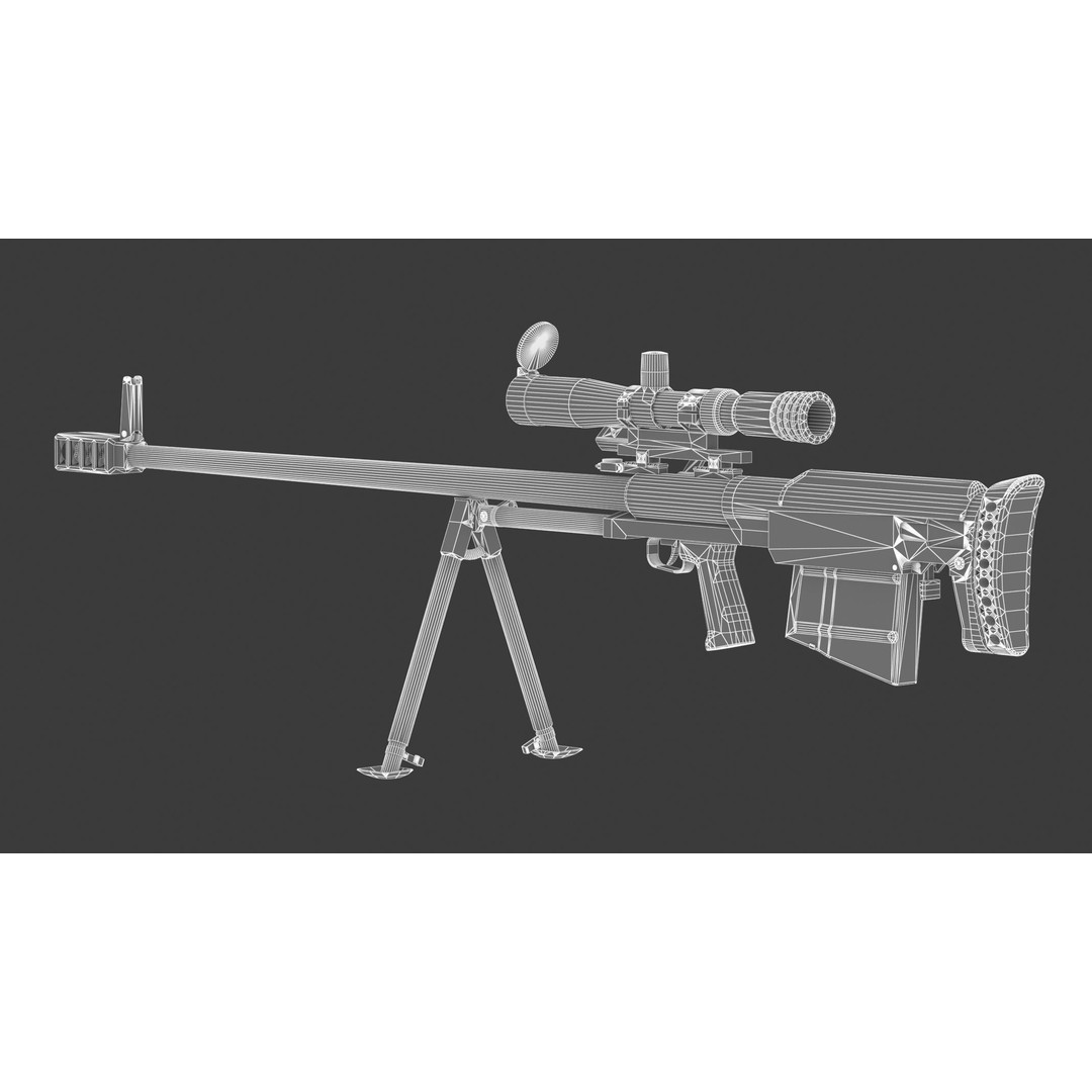 KSVK Sniper 3D Model – Low Poly Realistic Game Asset, FBX, OBJ - View 18