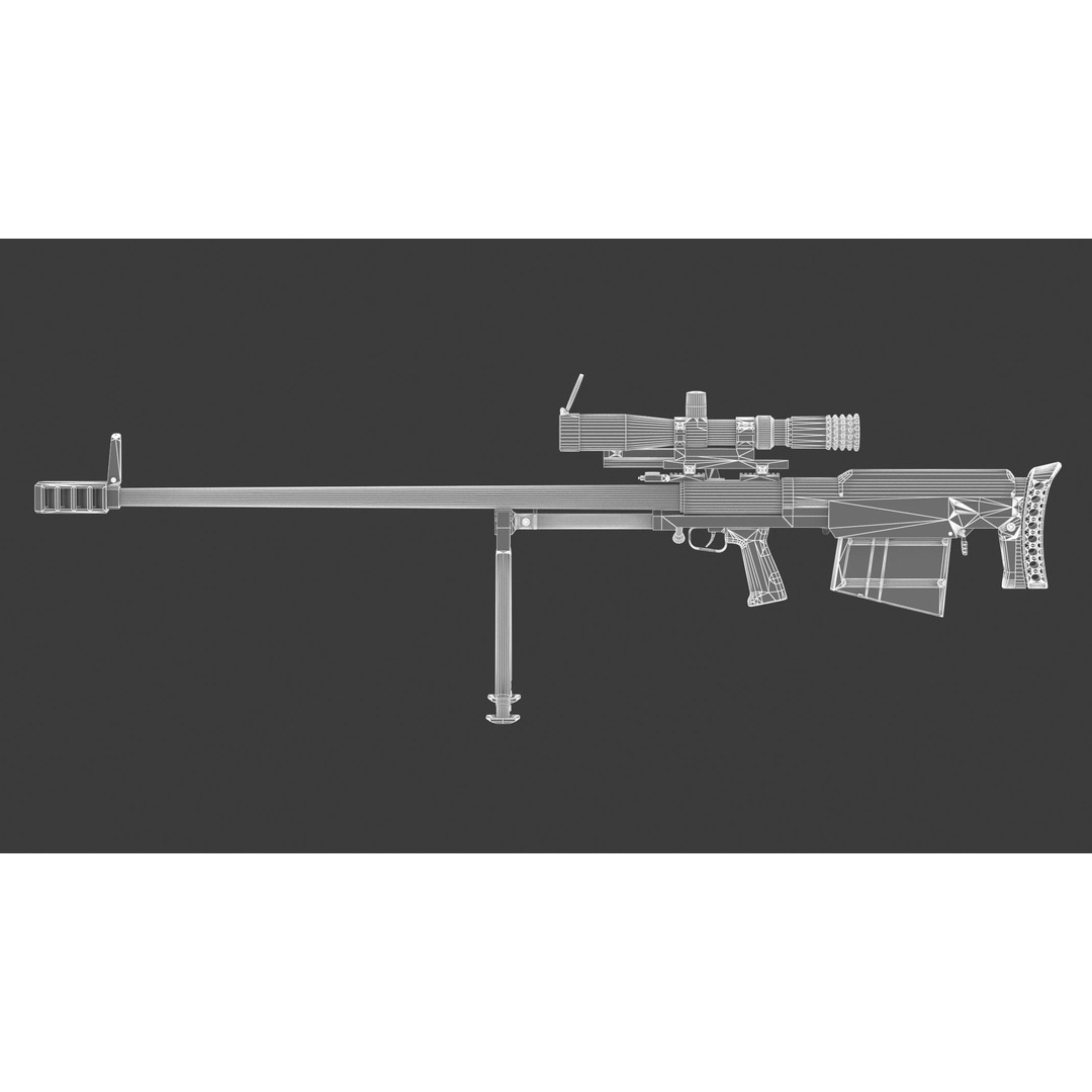KSVK Sniper 3D Model – Low Poly Realistic Game Asset, FBX, OBJ - View 19