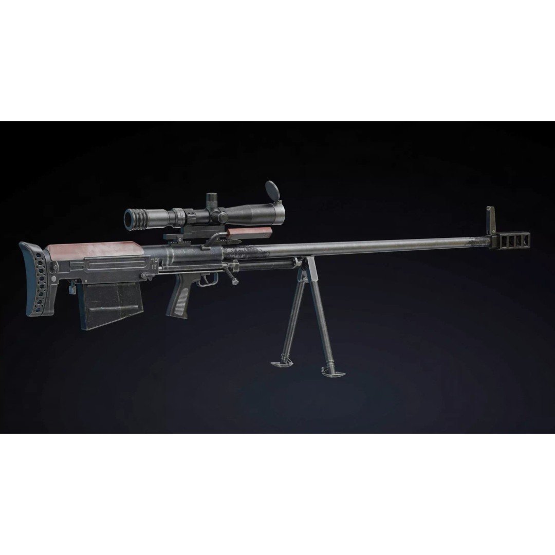KSVK Sniper 3D Model – Low Poly Realistic Game Asset, FBX, OBJ - View 2
