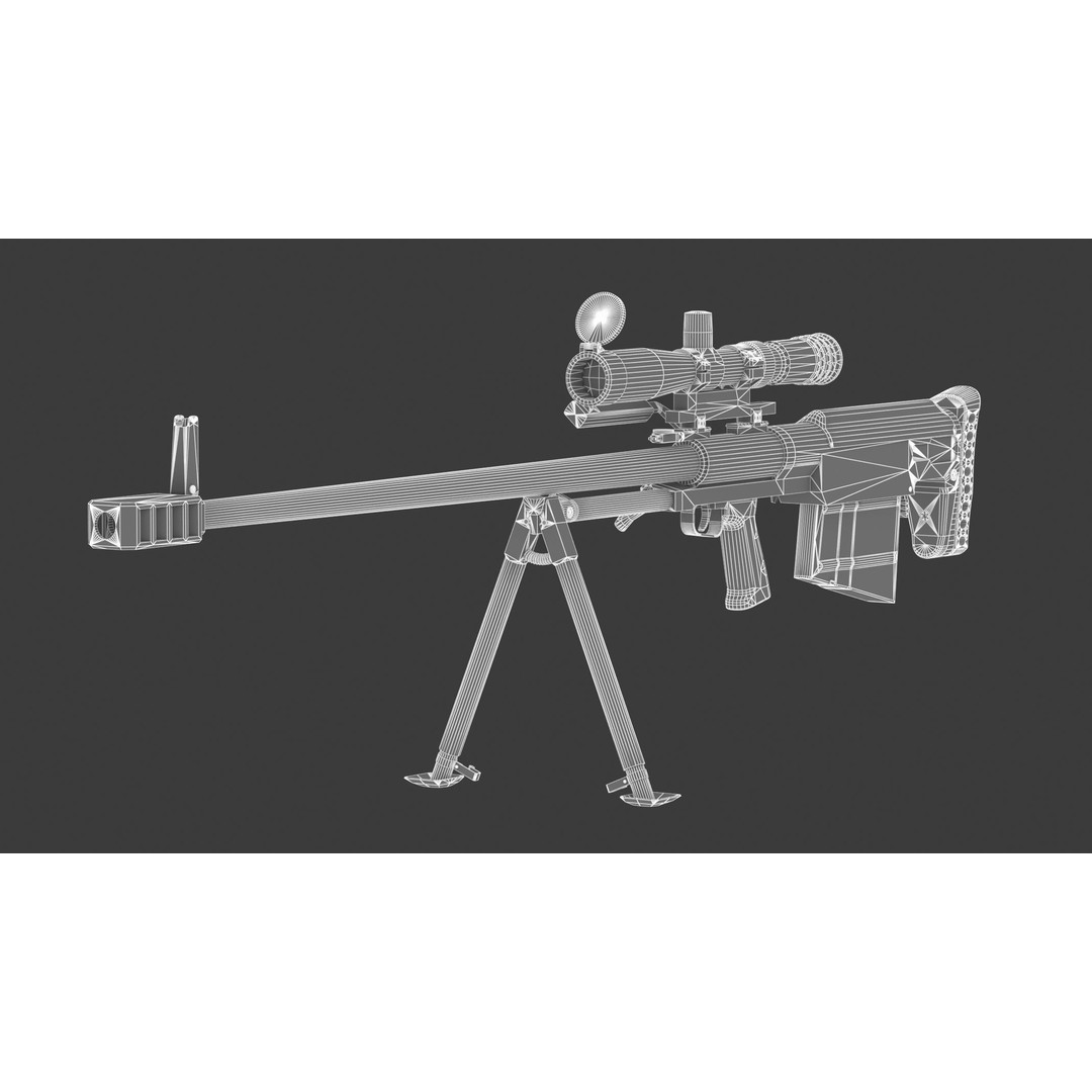 KSVK Sniper 3D Model – Low Poly Realistic Game Asset, FBX, OBJ - View 20