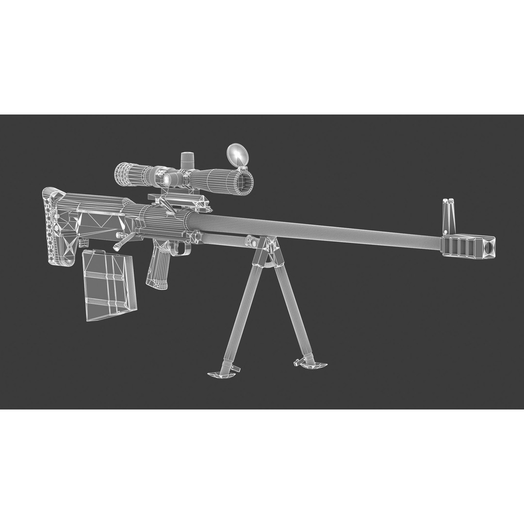 KSVK Sniper 3D Model – Low Poly Realistic Game Asset, FBX, OBJ - View 21