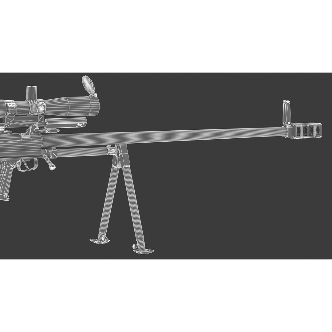 KSVK Sniper 3D Model – Low Poly Realistic Game Asset, FBX, OBJ - View 22