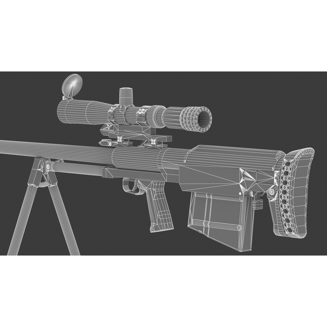 KSVK Sniper 3D Model – Low Poly Realistic Game Asset, FBX, OBJ - View 23