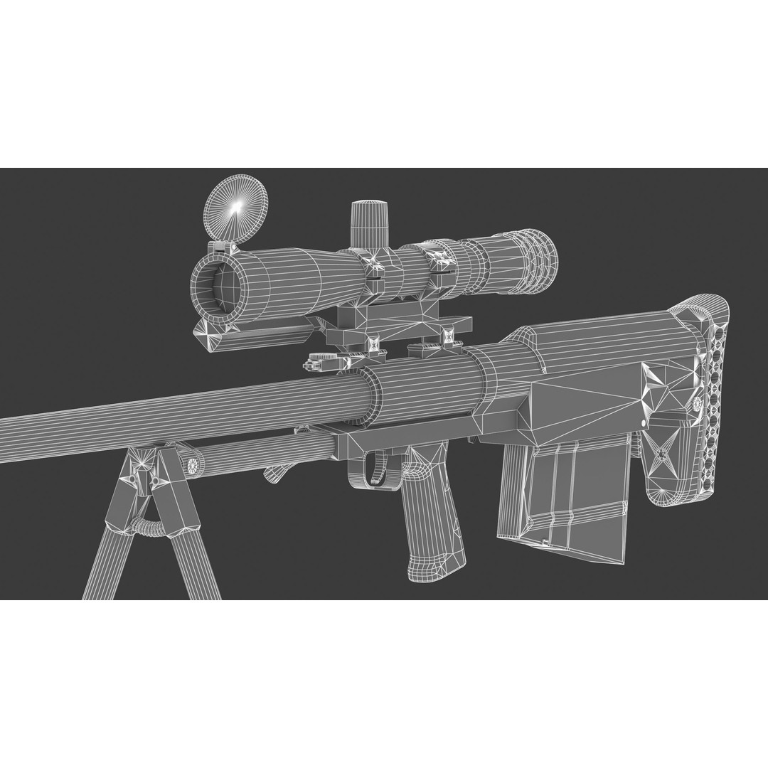 KSVK Sniper 3D Model – Low Poly Realistic Game Asset, FBX, OBJ - View 25