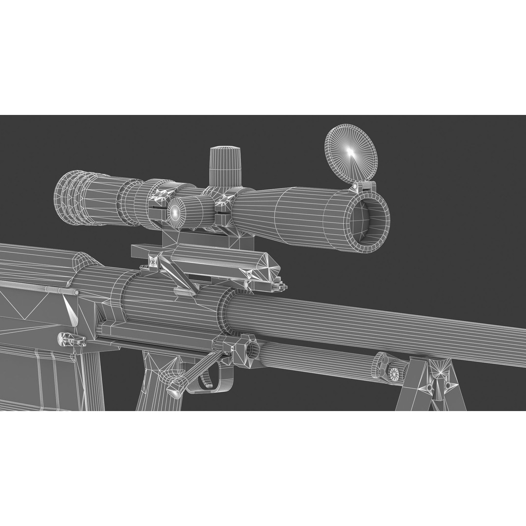 KSVK Sniper 3D Model – Low Poly Realistic Game Asset, FBX, OBJ - View 26