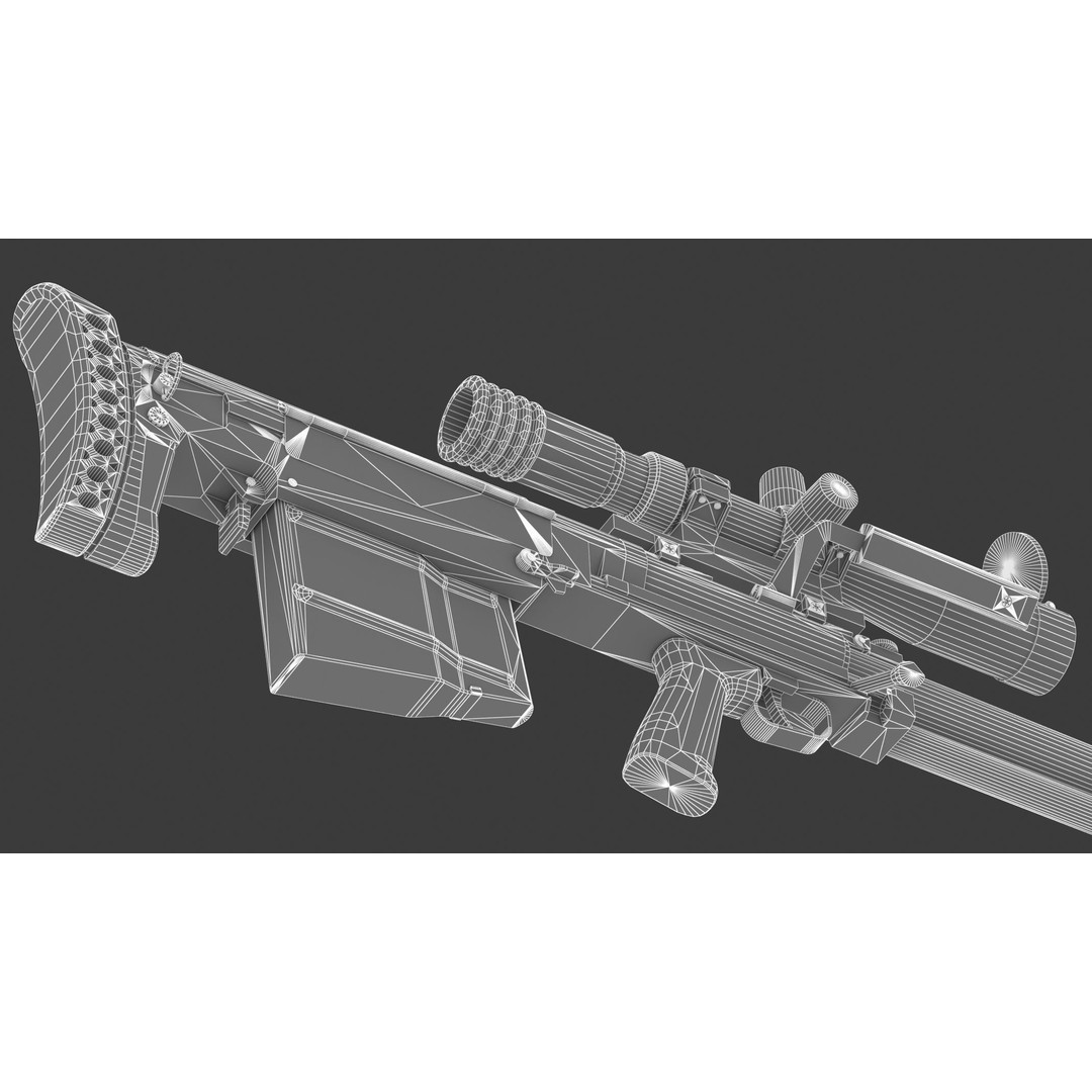 KSVK Sniper 3D Model – Low Poly Realistic Game Asset, FBX, OBJ - View 28