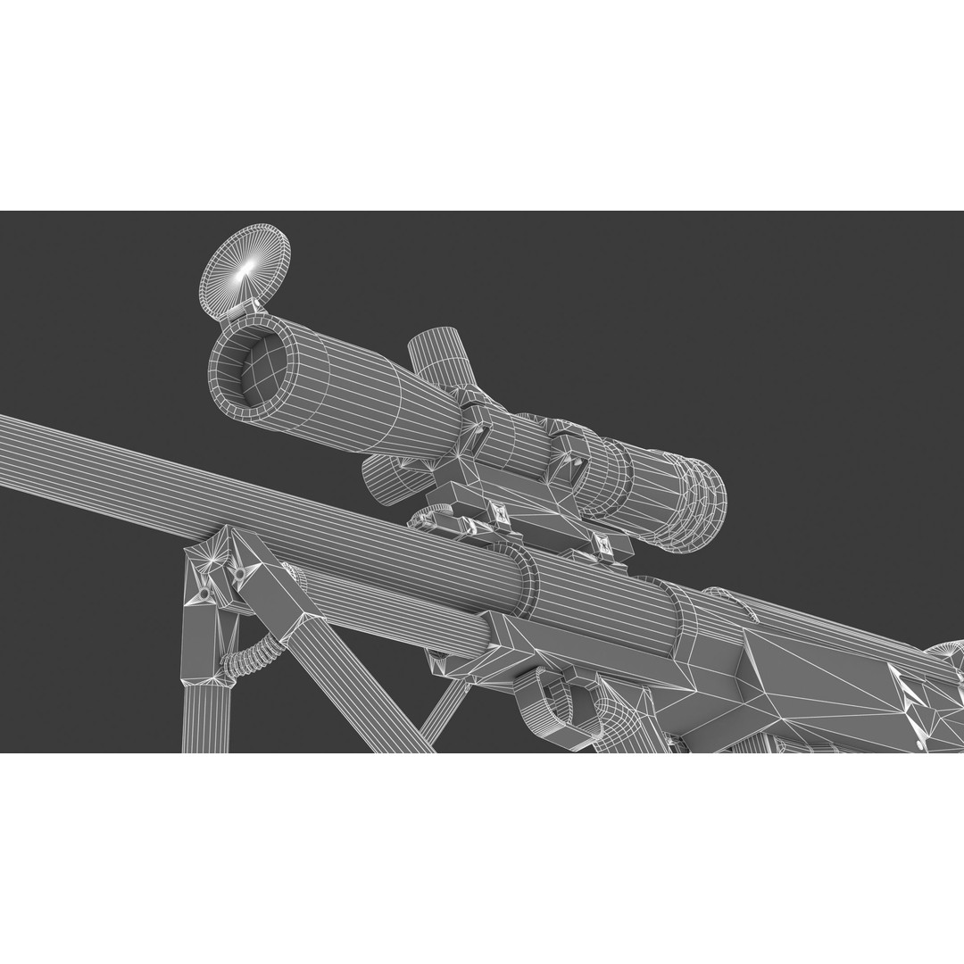 KSVK Sniper 3D Model – Low Poly Realistic Game Asset, FBX, OBJ - View 30
