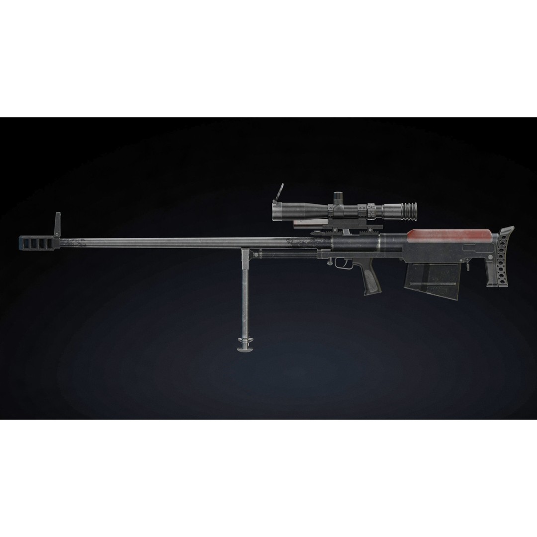 KSVK Sniper 3D Model – Low Poly Realistic Game Asset, FBX, OBJ - View 4