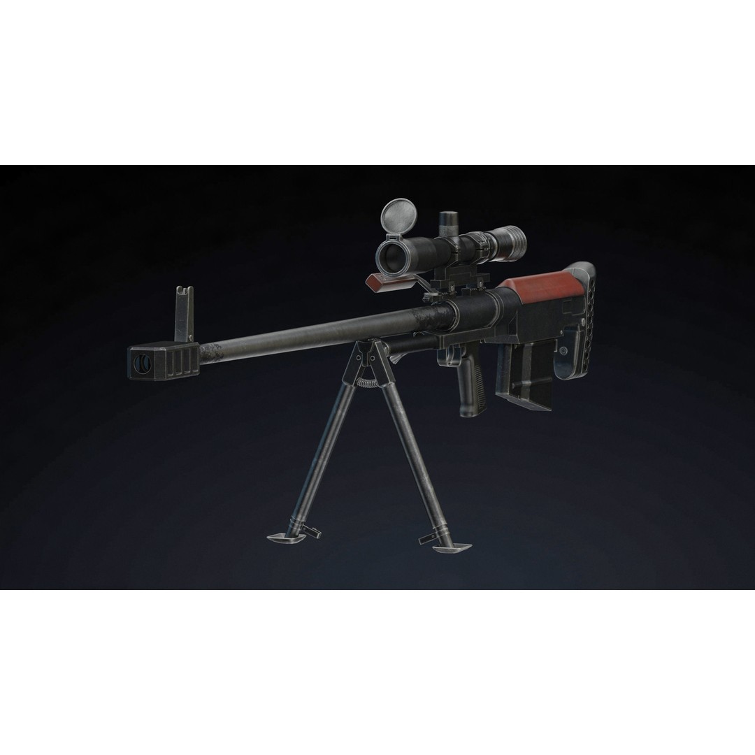 KSVK Sniper 3D Model – Low Poly Realistic Game Asset, FBX, OBJ - View 5
