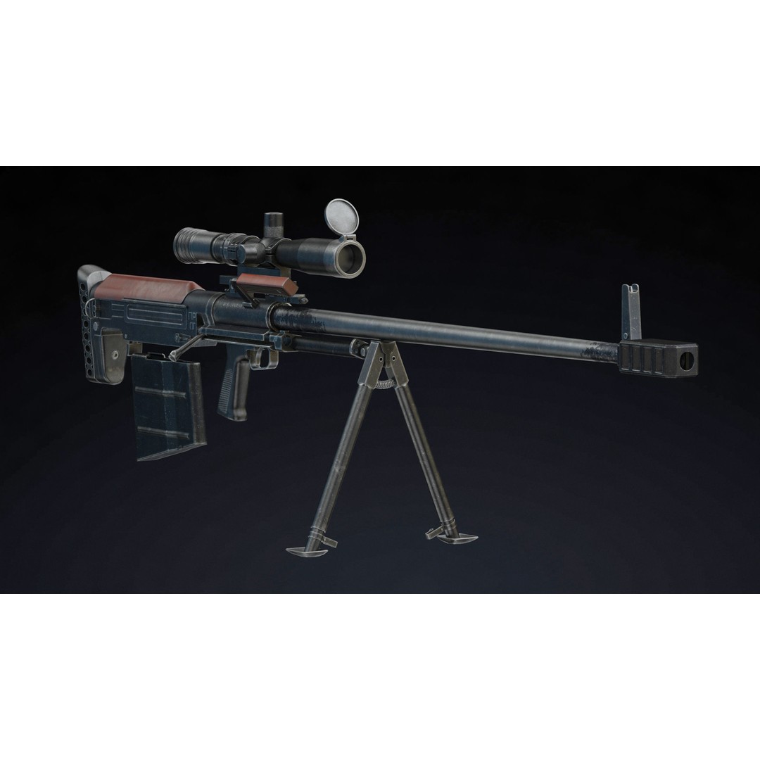 KSVK Sniper 3D Model – Low Poly Realistic Game Asset, FBX, OBJ - View 6