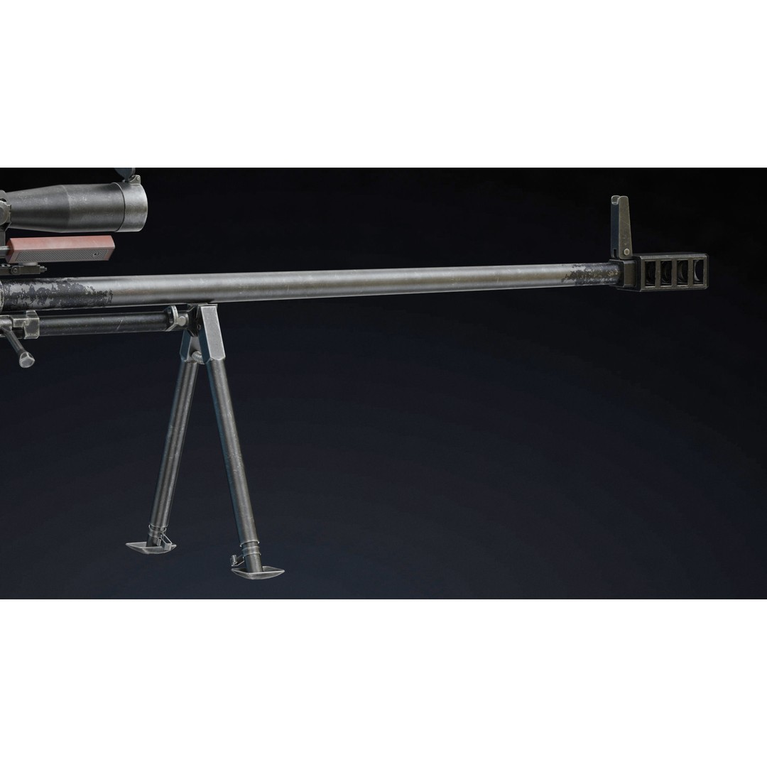 KSVK Sniper 3D Model – Low Poly Realistic Game Asset, FBX, OBJ - View 7