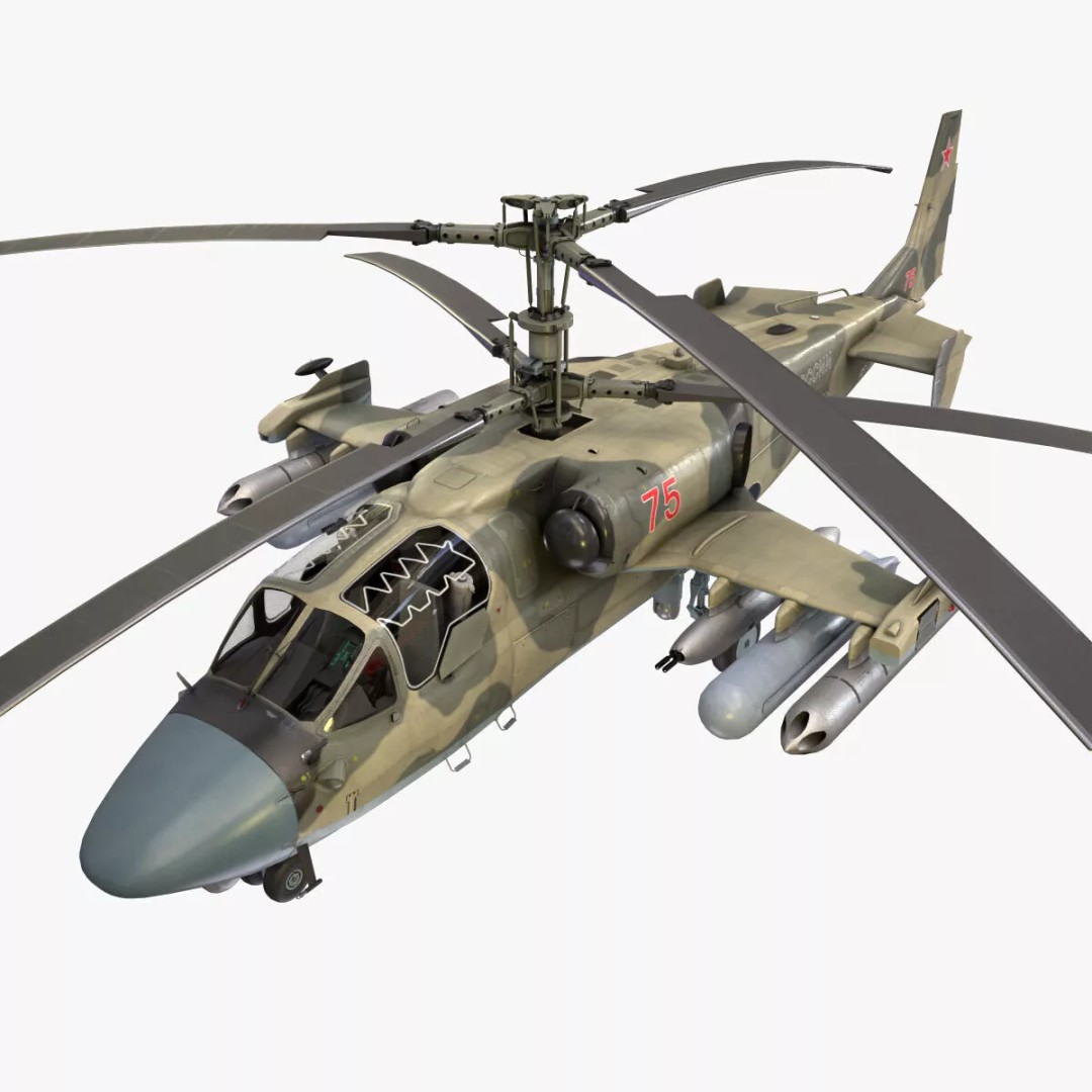 Kamov Ka-52 Alligator Camo 3D Model – Low Poly Game Ready, FBX - View 2